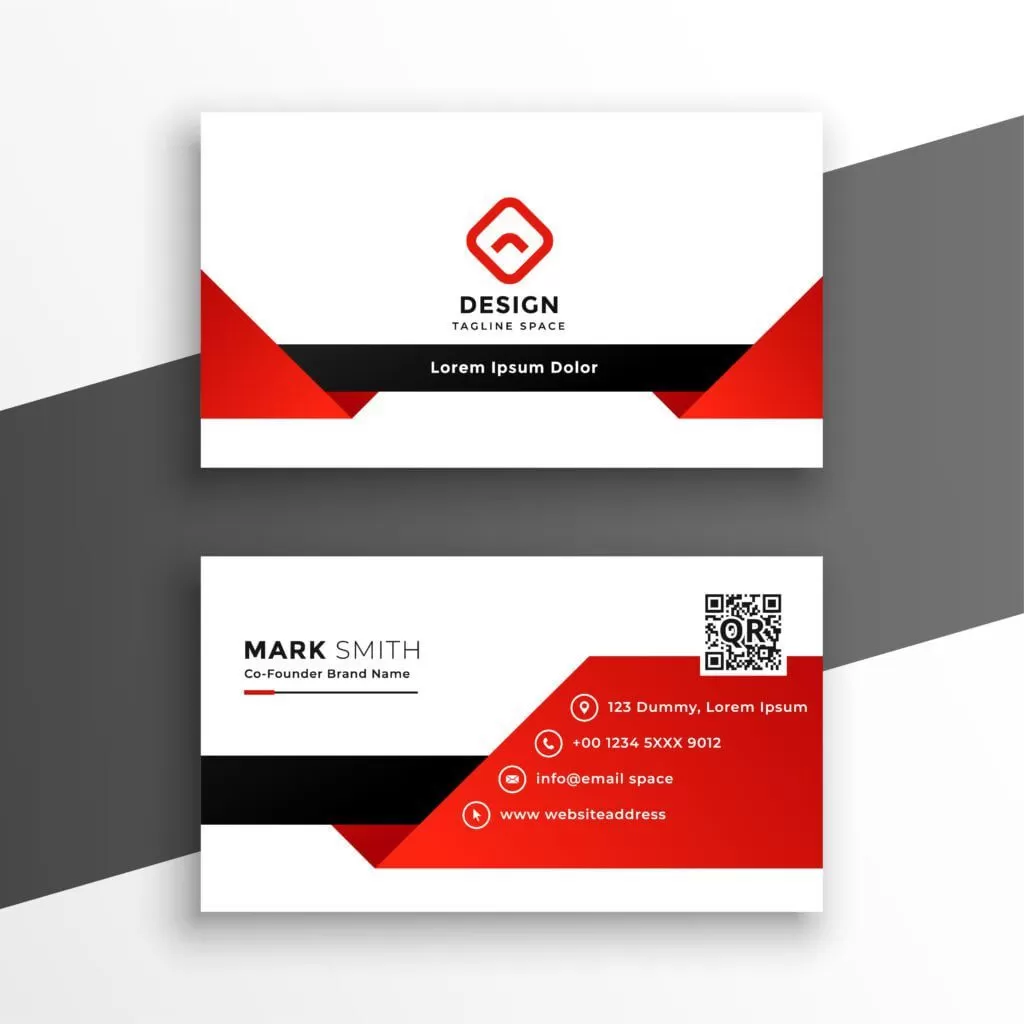 red and white modern business card design template