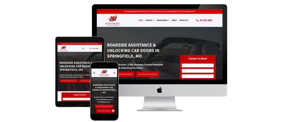 Roadside assistance and locksmith service website design mockup