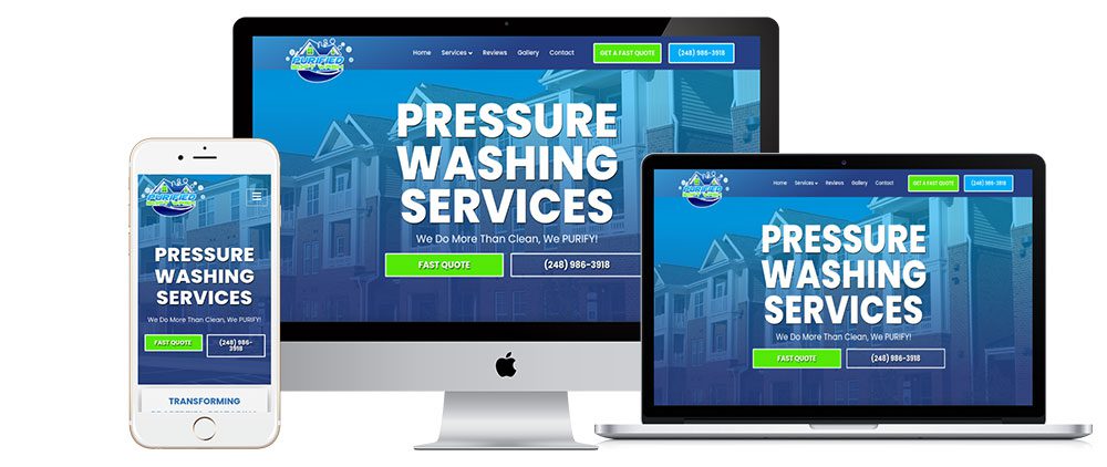 Purified soft washing- Exterior Cleaning website designed by Polishsys