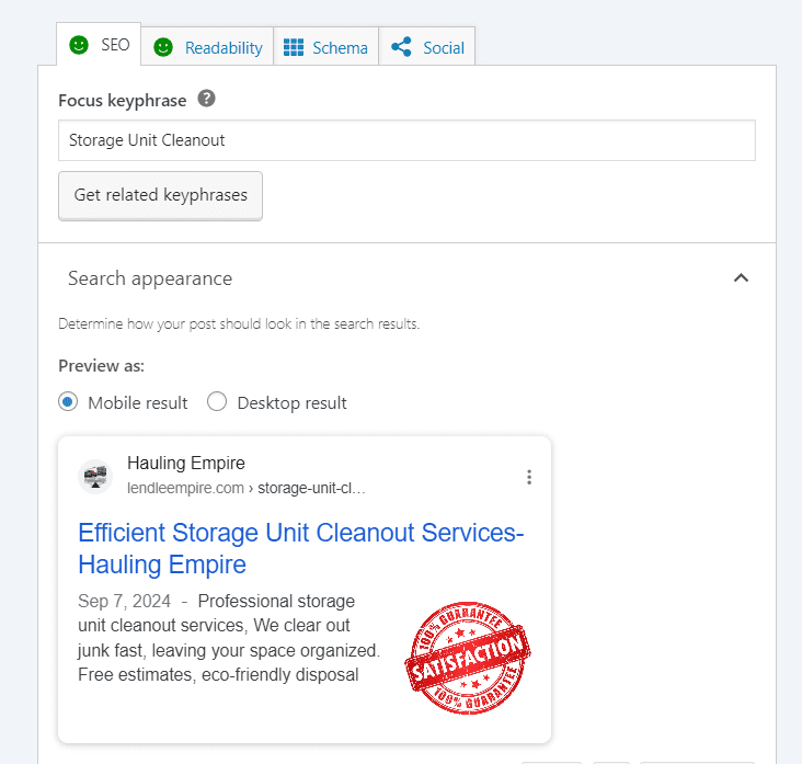 Storage unite cleanout