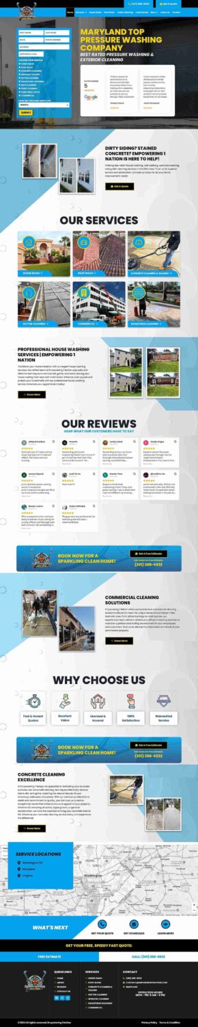 Empowering 1 nation pressure washing website design