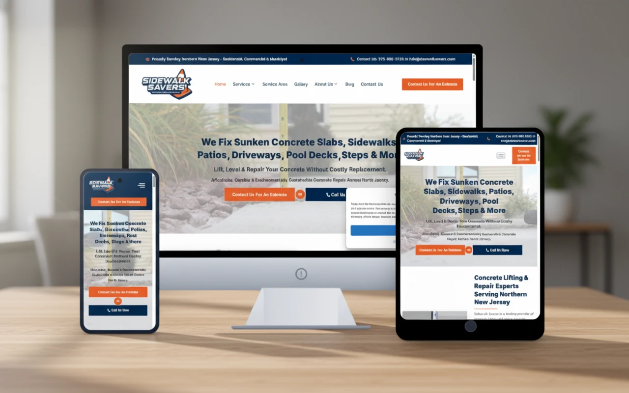 Sidewalk Savers Concrete Repair Website Design Northern New Jersey